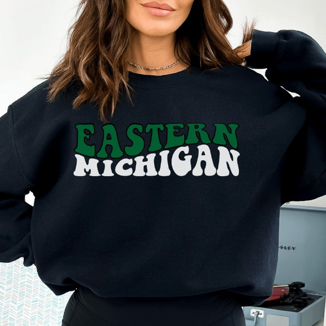 European And American Letter Print East Michigan Sweatshirt