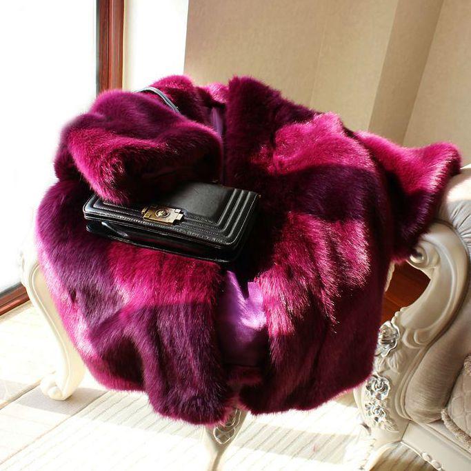 Faux Fox Fur Grass And Fur Coat Mid-length Women's Winter Loose Thick And Warm