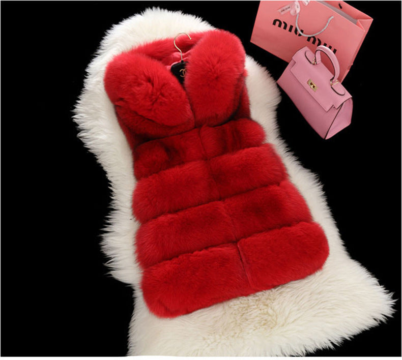 Waistcoat Faux Fur Vest Women Hooded Faux Fox