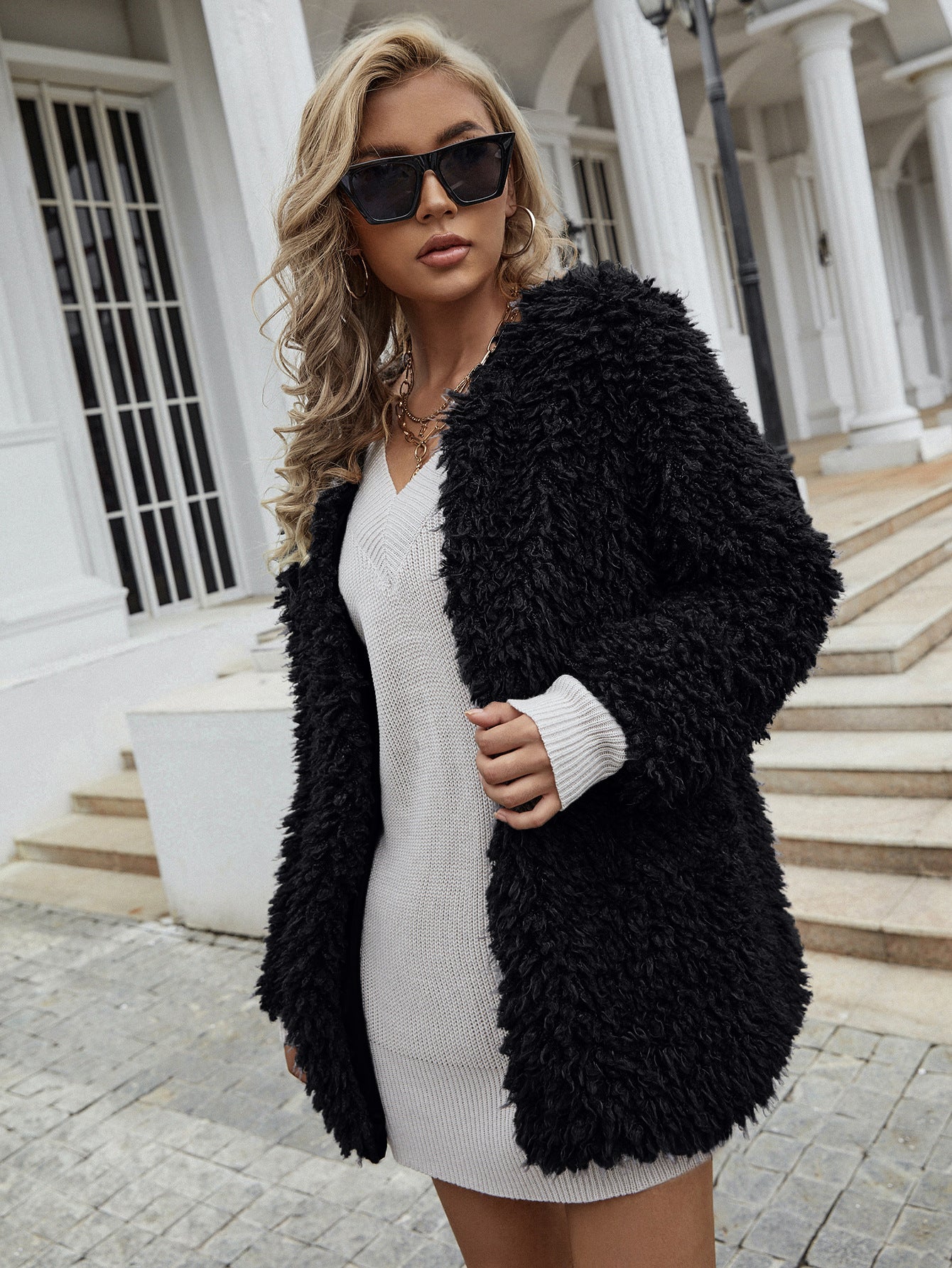 Faux fur coat