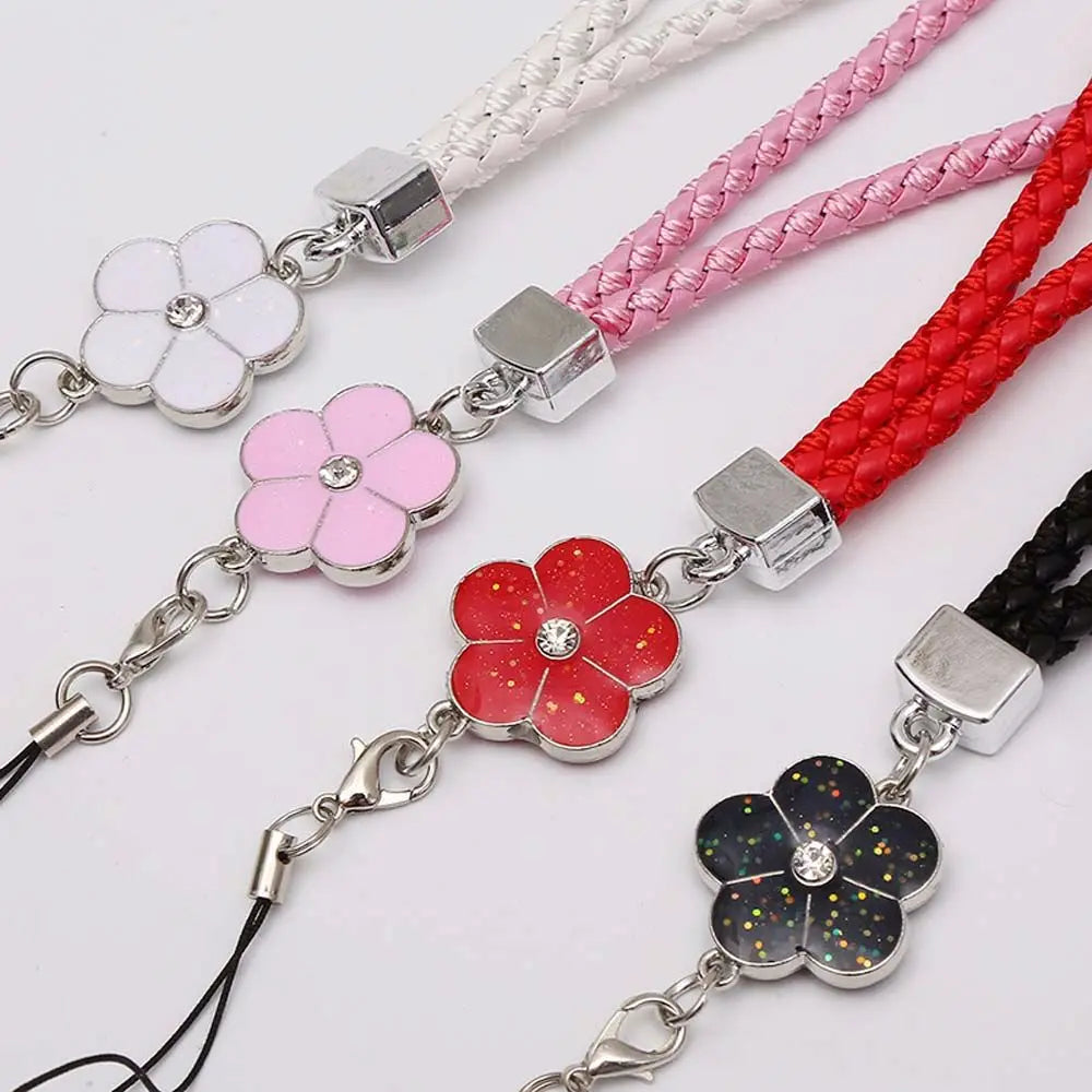 Wrist Anti-Lost Hanging Cord PU Leather Rope Flower Mobile Phone Strap Cell Phone Lanyard Mobile Phone Lanyard Keychain