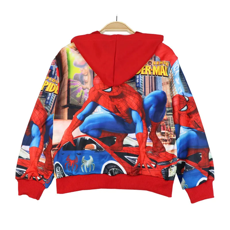 Boy Jacket Winter Clothing Children's Hooded Kids Coat Baby Anime Children Outing Clothes Spiderman Superhero