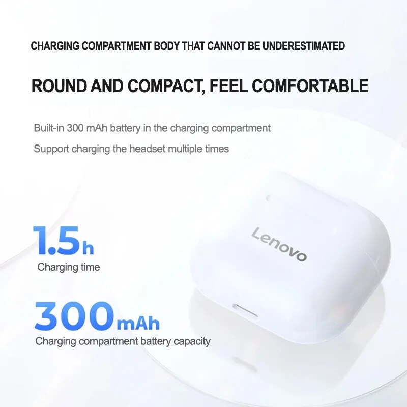 Lenovo Original LP40 Wireless Earphone TWS Bluetooth Earphones Sport Headset Touch Control Dual Stereo Noise Reduction Bass