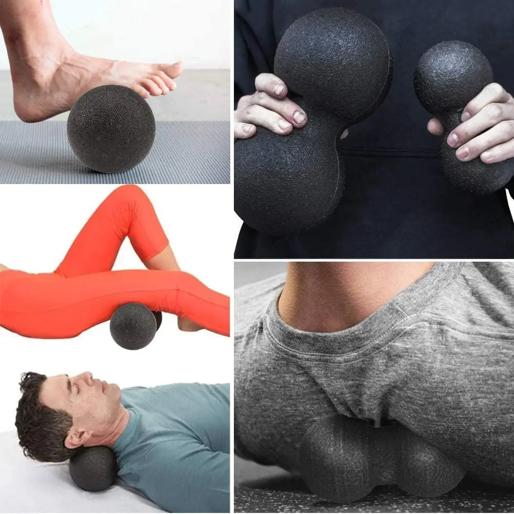 Peanut Fitness Massage Ball Set Yoga Roller Double Lacrosse Mobility Ball for Myofascial Physical Therapy Deep Tissue Massage