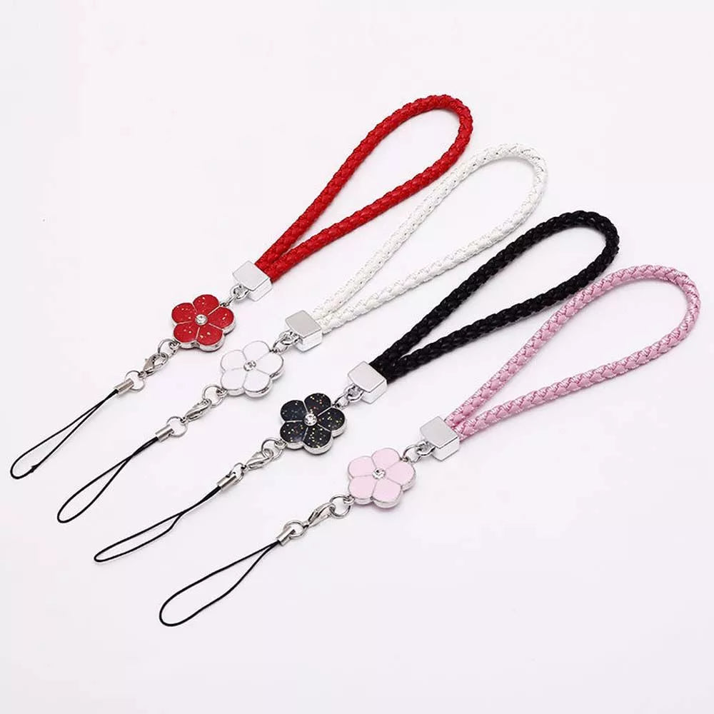 Wrist Anti-Lost Hanging Cord PU Leather Rope Flower Mobile Phone Strap Cell Phone Lanyard Mobile Phone Lanyard Keychain