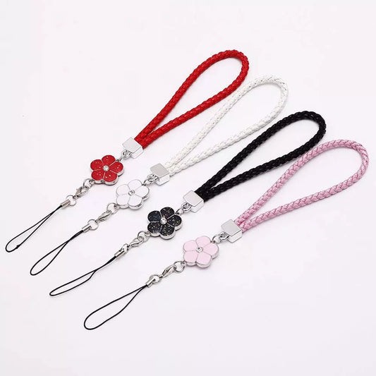 Wrist Anti-Lost Hanging Cord PU Leather Rope Flower Mobile Phone Strap Cell Phone Lanyard Mobile Phone Lanyard Keychain