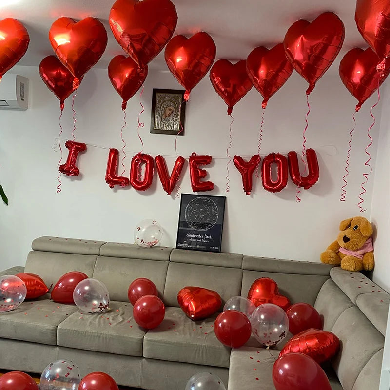 16inch Red Love Letter Foil Balloons Heart Baloon Hanging Rose Bear Gift for Engagement Wedding Decoration Valentines Day Decor