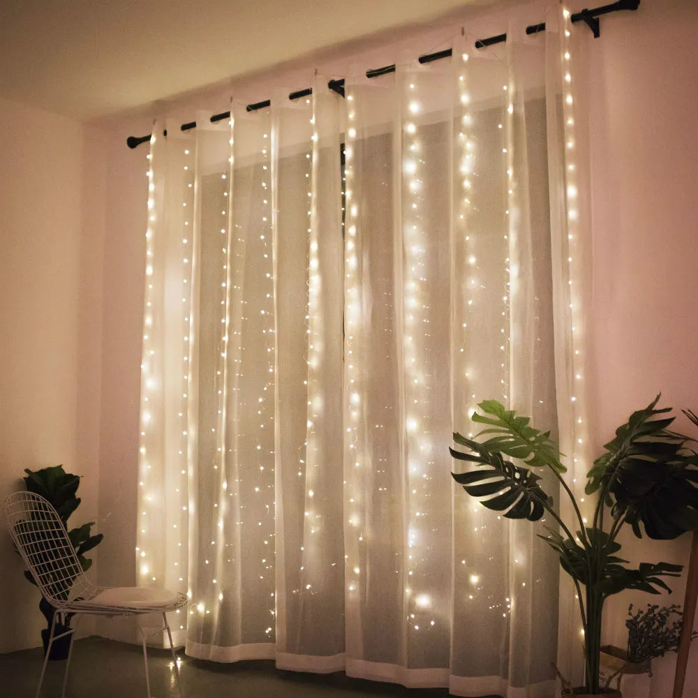 Festoon Christmas Curtain Light Garland Decor For Home Xmas