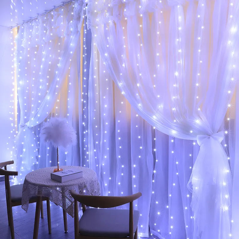 Festoon Christmas Curtain Light Garland Decor For Home Xmas