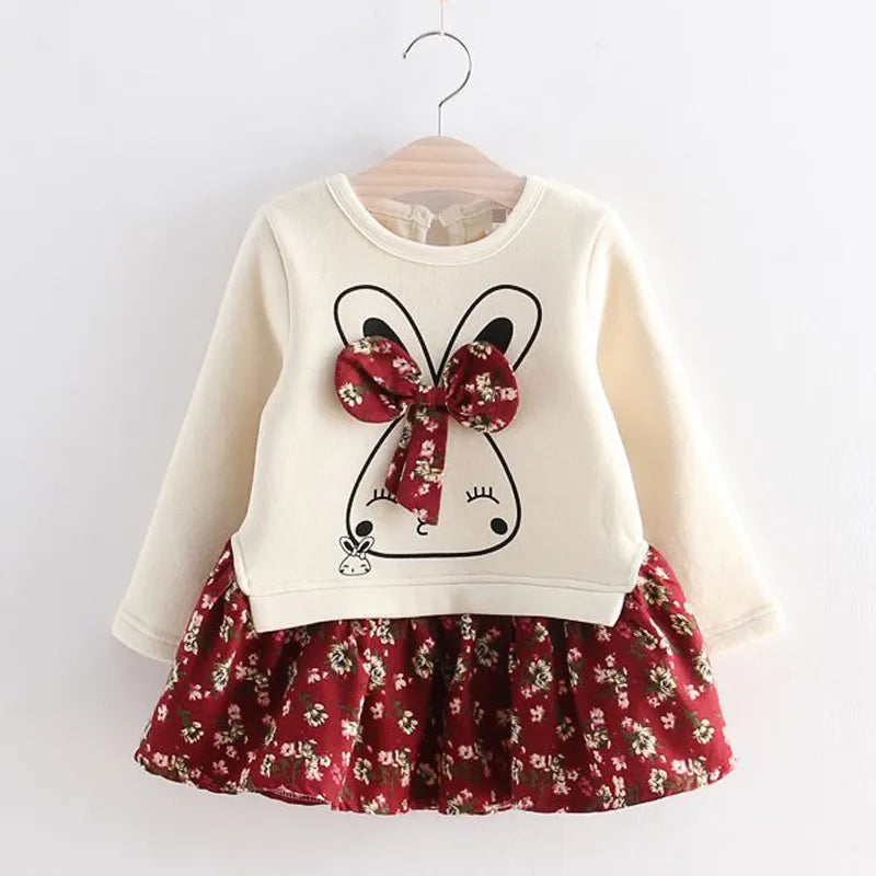 Children's Dress for Girls Spring Autumn Animal Style Girls Dresses Flower Party Princess Dress Baby Girls Clothing