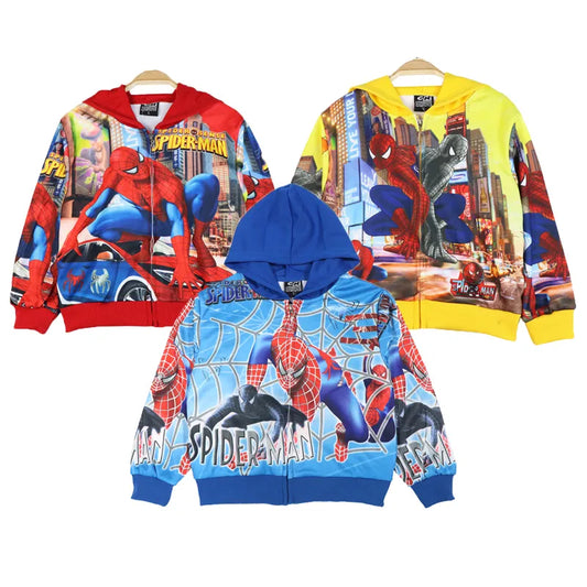 Boy Jacket Winter Clothing Children's Hooded Kids Coat Baby Anime Children Outing Clothes Spiderman Superhero