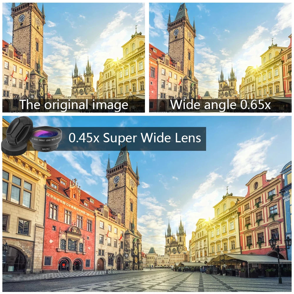 APEXEL 2in1 Lens 0.45X Wide Angle+12.5X Macro Lens Professional HD Phone Camera Lens For iPhone 8 7 6S Plus Xiaomi Samsung LG