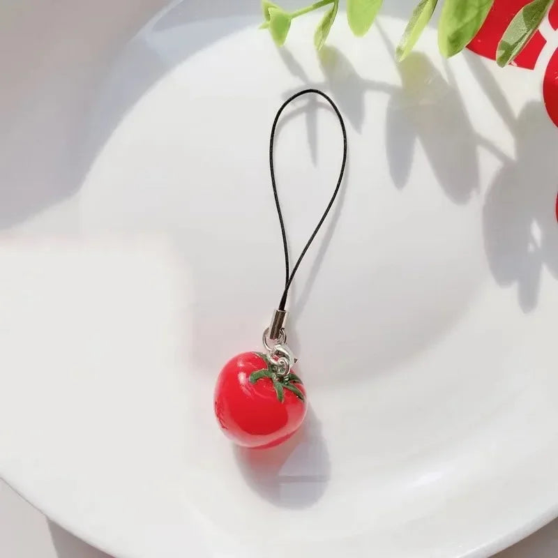 Phone Charms Cute Mini Fruit Fashion Cell Phone Lanyard Pendant Mobile Phone Case Keychain Accessories Strawberry Tomato Straps