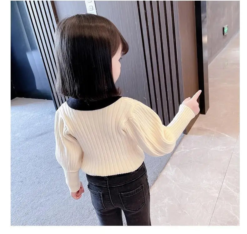 Children's Cute Fashion T-shirt Girl Baby Knit Sweater Sweater Spring Children's Long Sleeve Casual Versatile Clothing