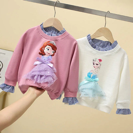 Frozen Elsa Kids Clothes Ariel TShirt Girl Clothing Long Sleeves for Children's T-shirt Girls  Tops Sofia Quality Cotton