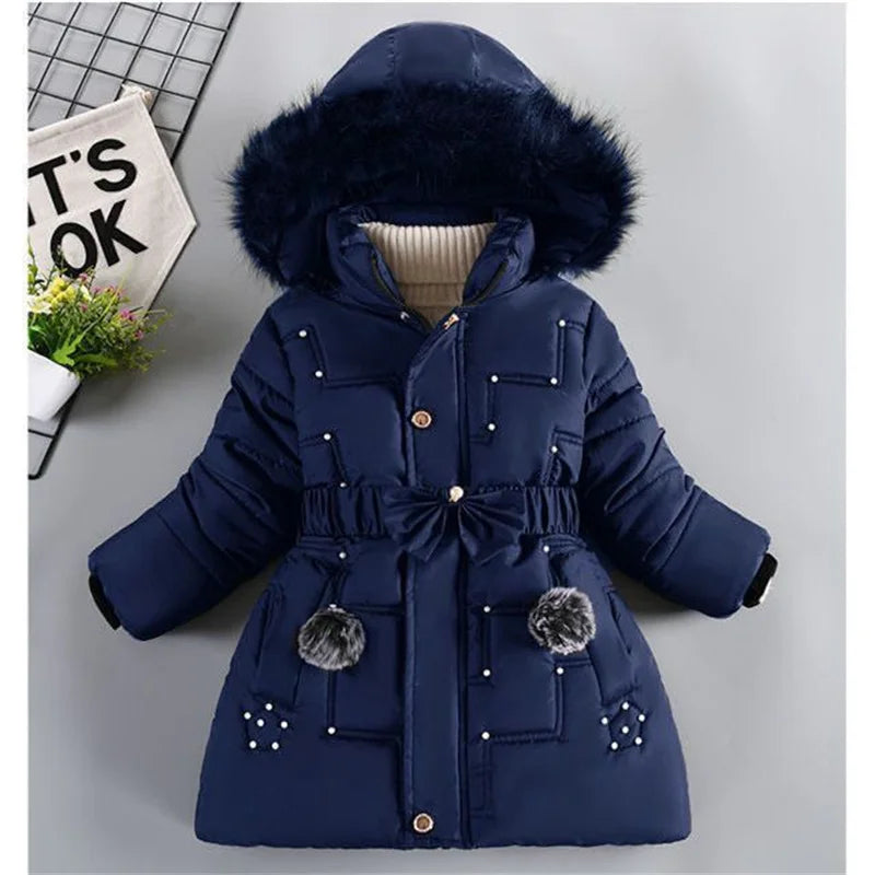 4-10Y Kids Outerwear Coats Winter Girls Boys Down Jacket Thicken Hooded Warm Baby Girls Parkas Jackets Embroidery Girls Clothing