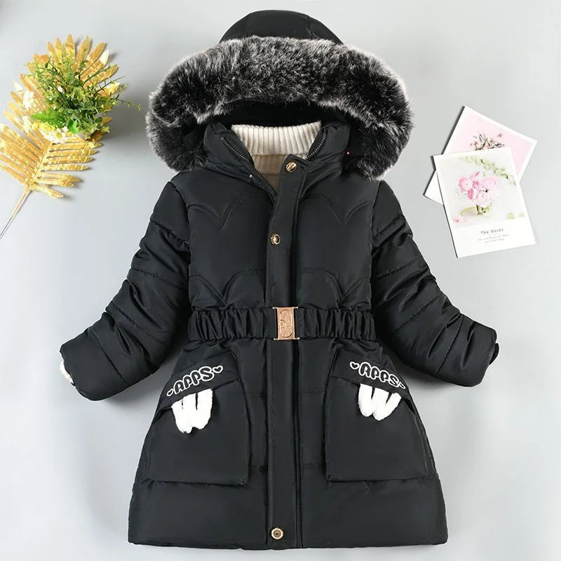 4-10Y Kids Outerwear Coats Winter Girls Boys Down Jacket Thicken Hooded Warm Baby Girls Parkas Jackets Embroidery Girls Clothing