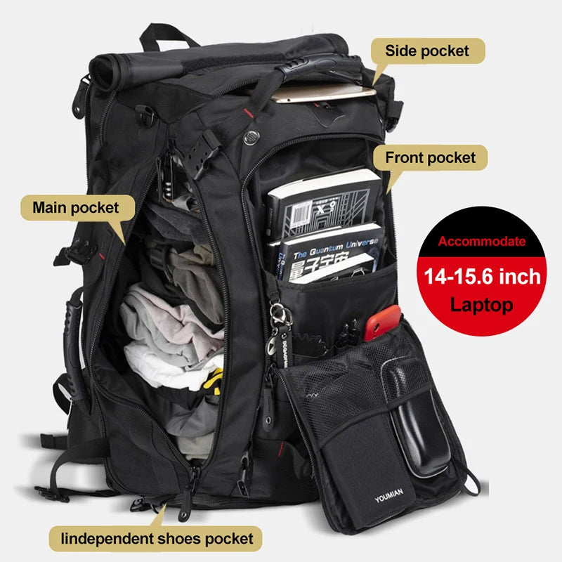 50L 70L Travel Fitness Training Backpack Large Capacity Multifunction Luggage Bag Waterproof Men Outdoor Hiking Trekking PackXA8