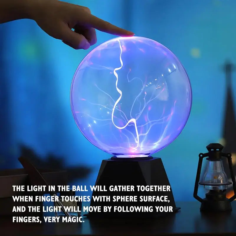 LEDMOMO 8 Inch Touch Plasma Ball Lamp Light Sound Sphere Globe Novelty Toy For Kids With EU Plug Touch Induction Ball