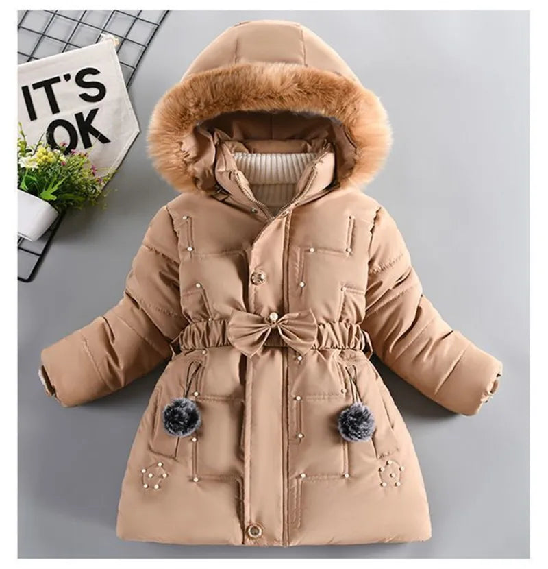 4-10Y Kids Outerwear Coats Winter Girls Boys Down Jacket Thicken Hooded Warm Baby Girls Parkas Jackets Embroidery Girls Clothing