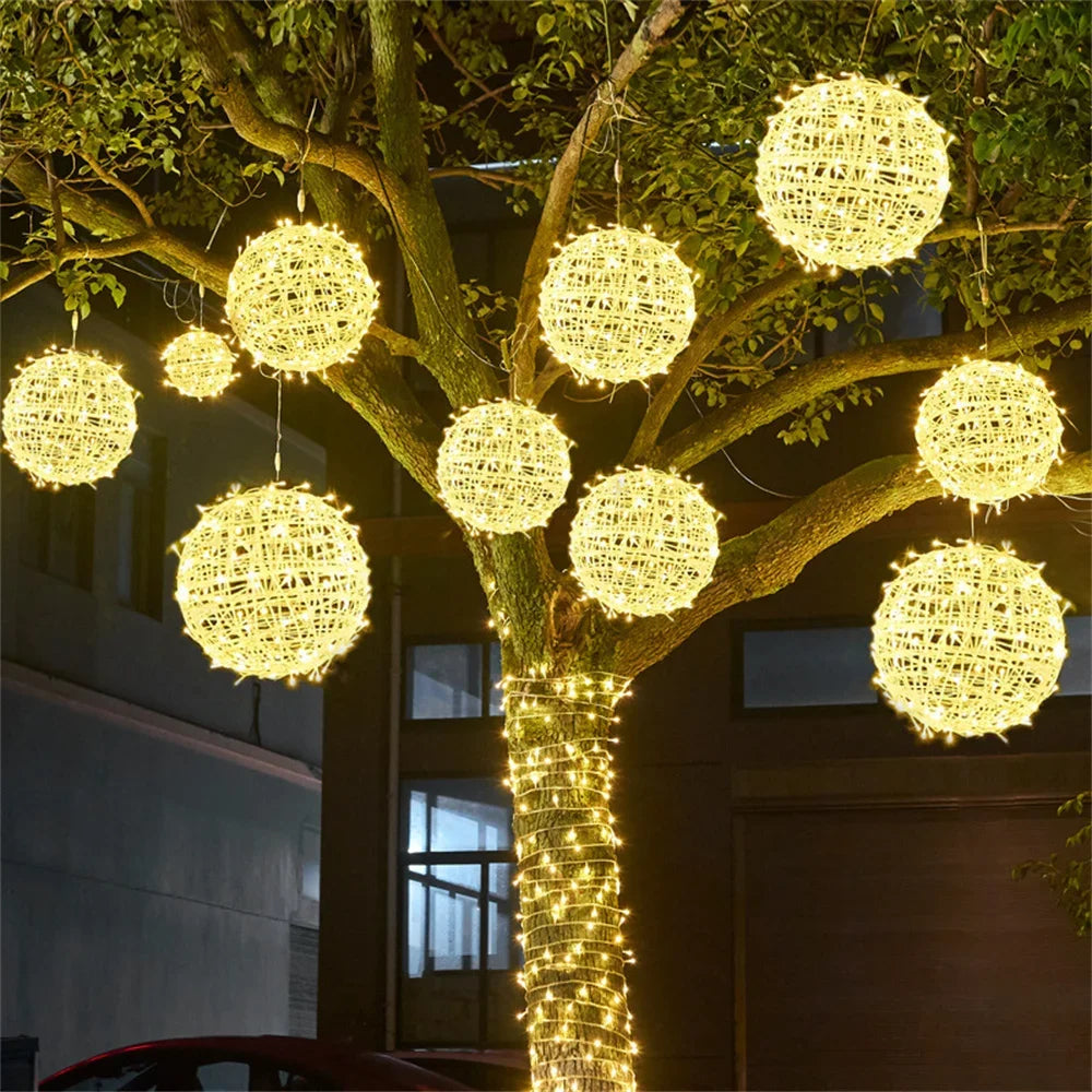 Dia20CM 30CM Outdoor Globe Ball String Light Christmas Fairy Garland Light Garden Patio Tree Lantern Hanging String Light