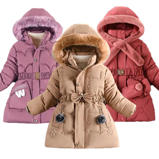 4-10Y Kids Outerwear Coats Winter Girls Boys Down Jacket Thicken Hooded Warm Baby Girls Parkas Jackets Embroidery Girls Clothing