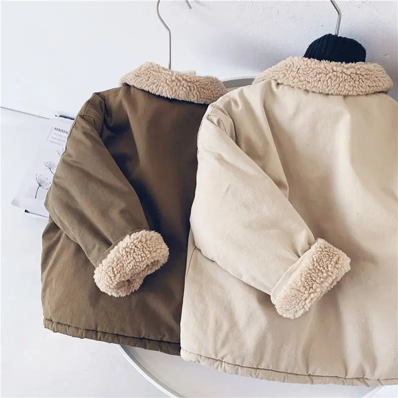 Cotton Boys' Jacket Suede Collar Coat Thickened Padded Jacket Thickened Winter Cotton Padded Children's Clothing