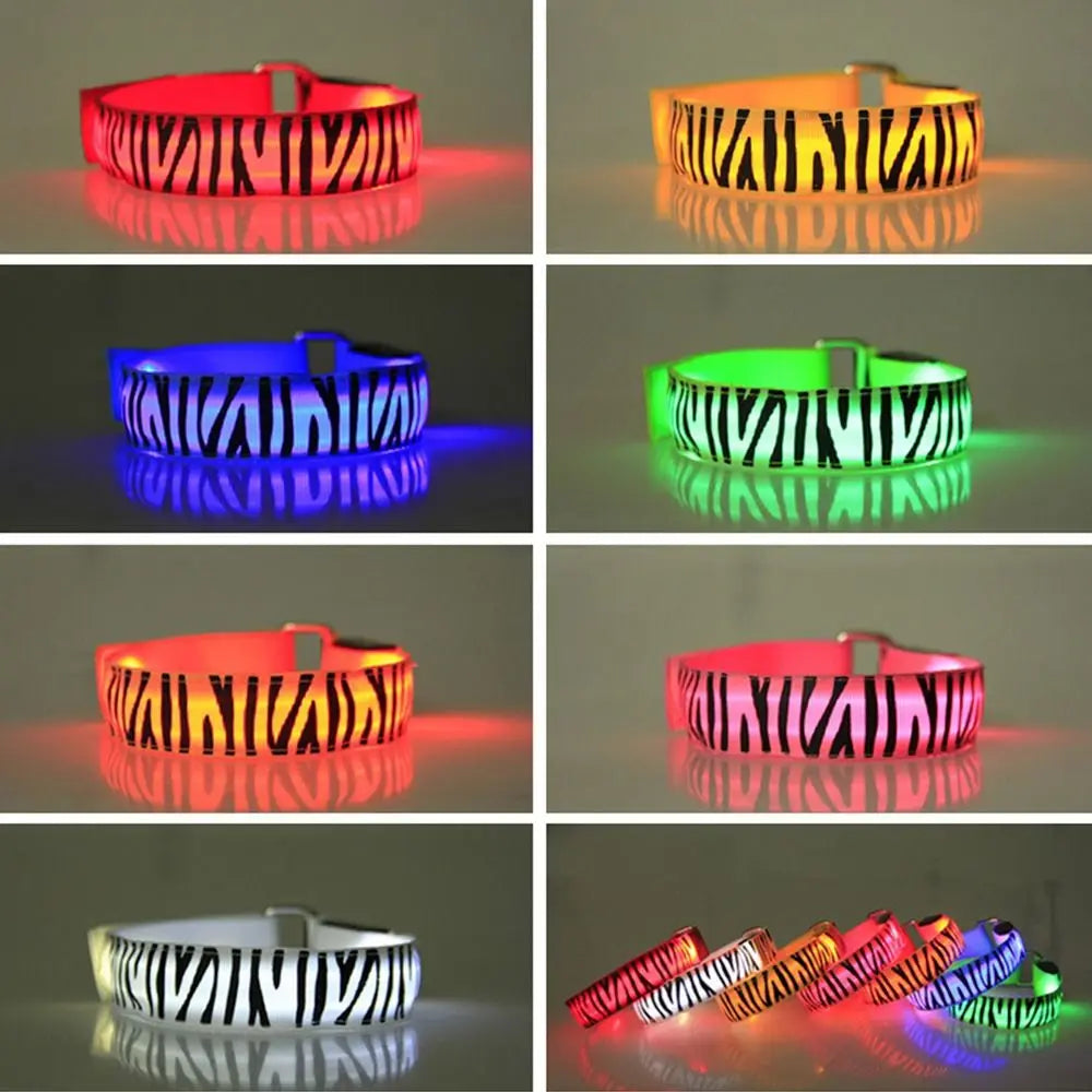 Leopard Print Night Running Armband LED Light Outdoor Sports Rechargeable Safety Belt Arm Leg Warning Wristband Cycling Light