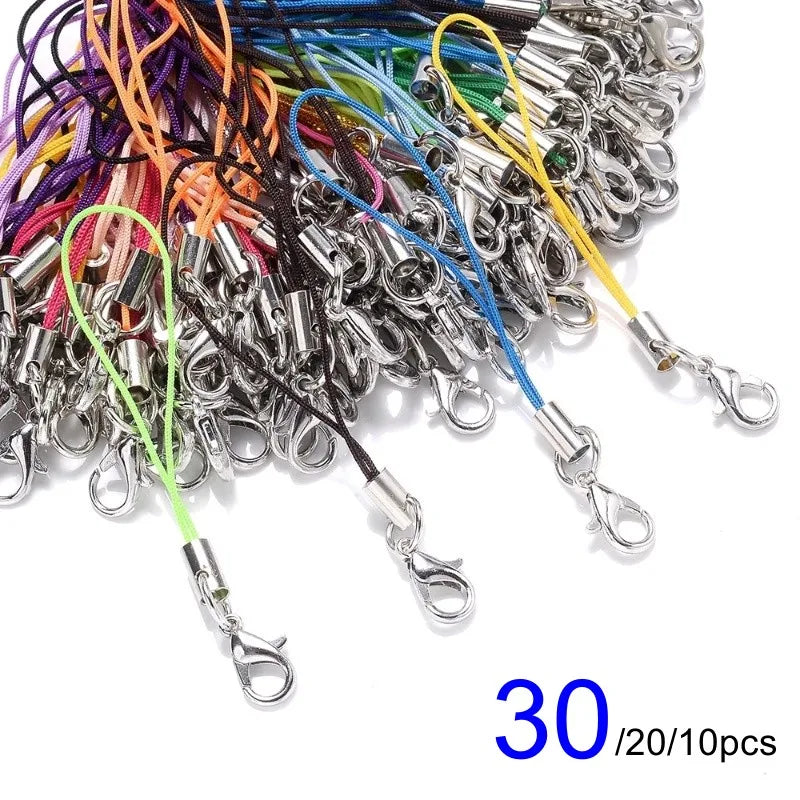 Cell Phone Lanyard Cords 30/20/10/1Pcs Nylon Strap Lariat Rope Mobile Phone Lobster Clasp Strap DIY Keychain Pendant Accessories