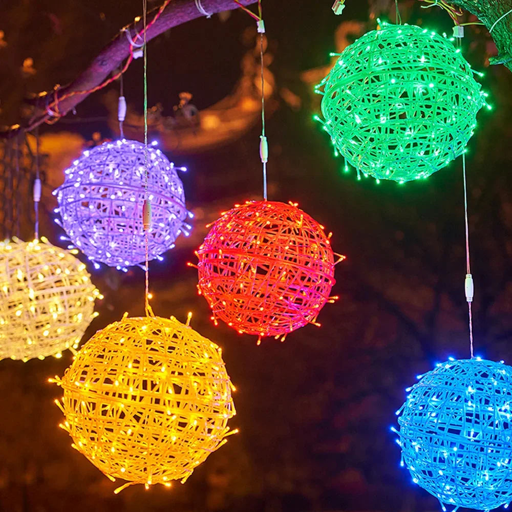 Dia20CM 30CM Outdoor Globe Ball String Light Christmas Fairy Garland Light Garden Patio Tree Lantern Hanging String Light