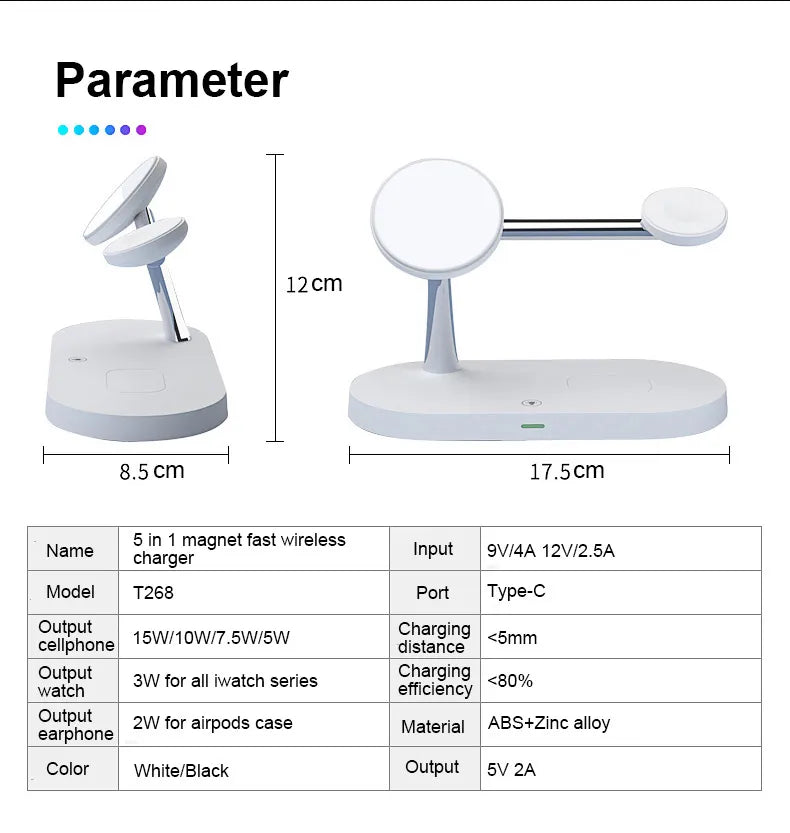 3 in 1 Wireless Charger For iPhone 15 14 13 12 Pro Max for Apple Watch 9 8 7 6 5 Airpods Pro 2 3 Fast Charging Station