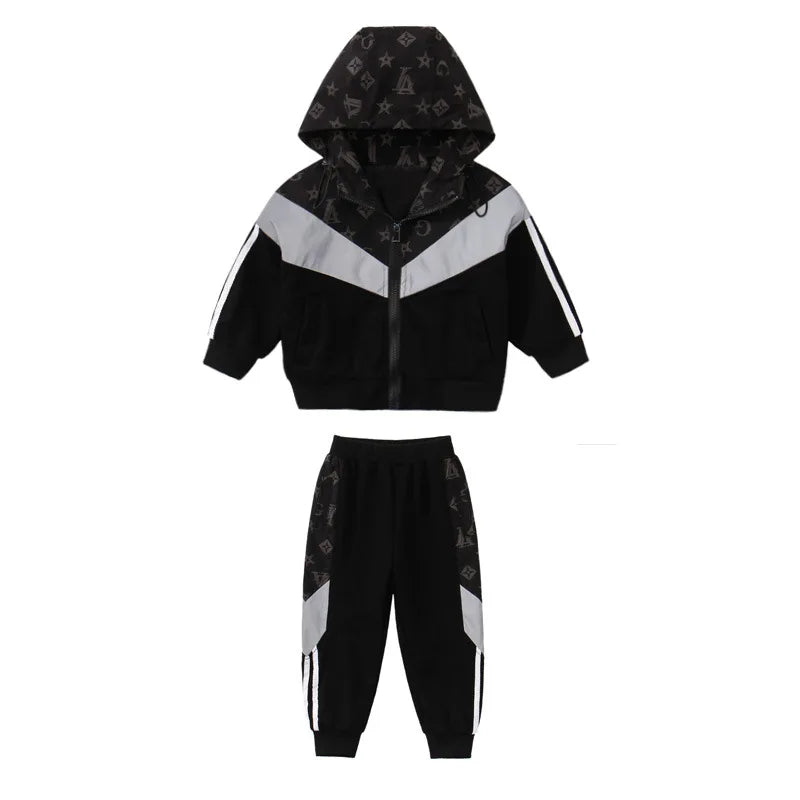 Kids Clothes Boys Children's Clothing Sports Sets Teen Boys Clothes 2Pcs Patchwork Print Jacket + Pants Outfits