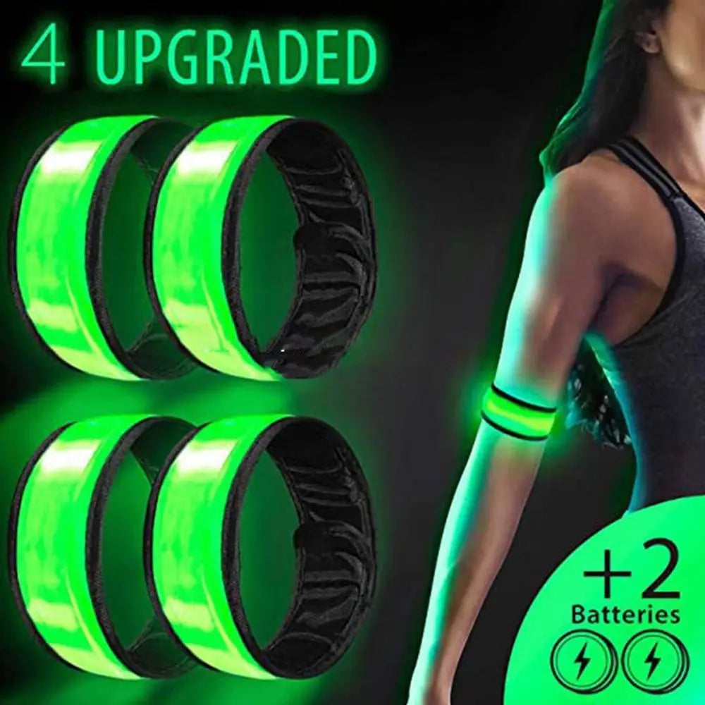 Leopard Print Night Running Armband LED Light Outdoor Sports Rechargeable Safety Belt Arm Leg Warning Wristband Cycling Light