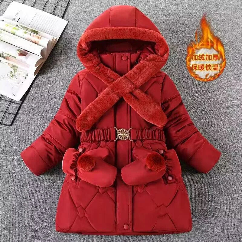 4-10Y Kids Outerwear Coats Winter Girls Boys Down Jacket Thicken Hooded Warm Baby Girls Parkas Jackets Embroidery Girls Clothing