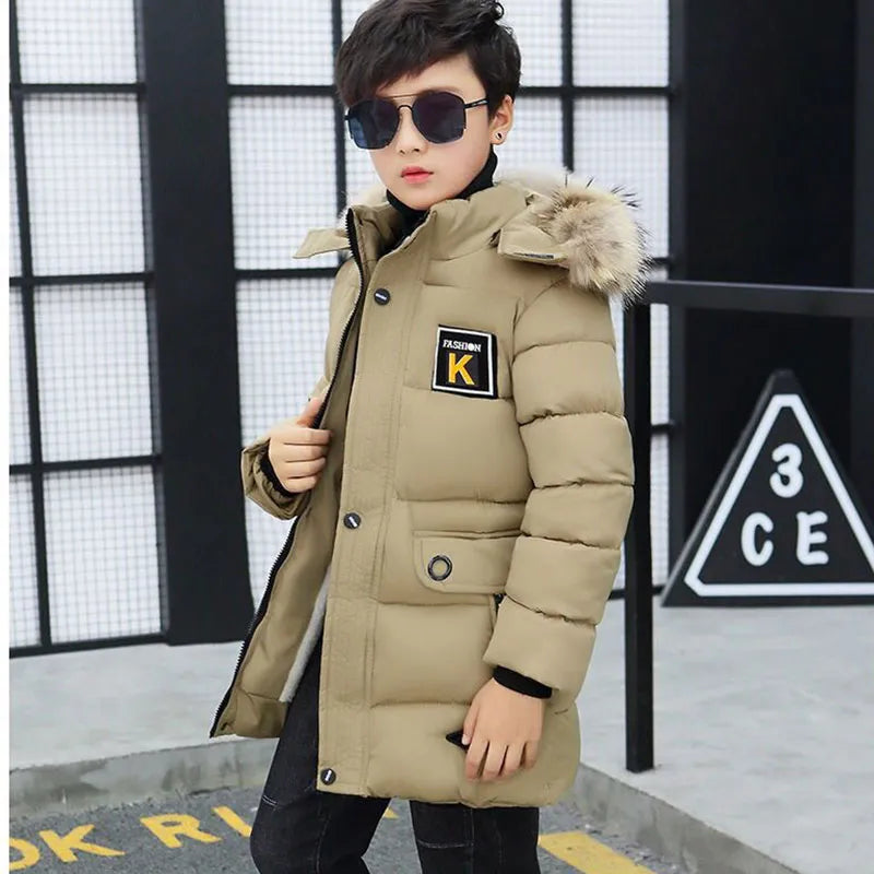 New 2023 Kid Winter Jacket A Boy Park 12 Children's Clothing 13 Baby 14 Outerwear 15 Coats 9 Thick Cotton Thickening -30 Degrees