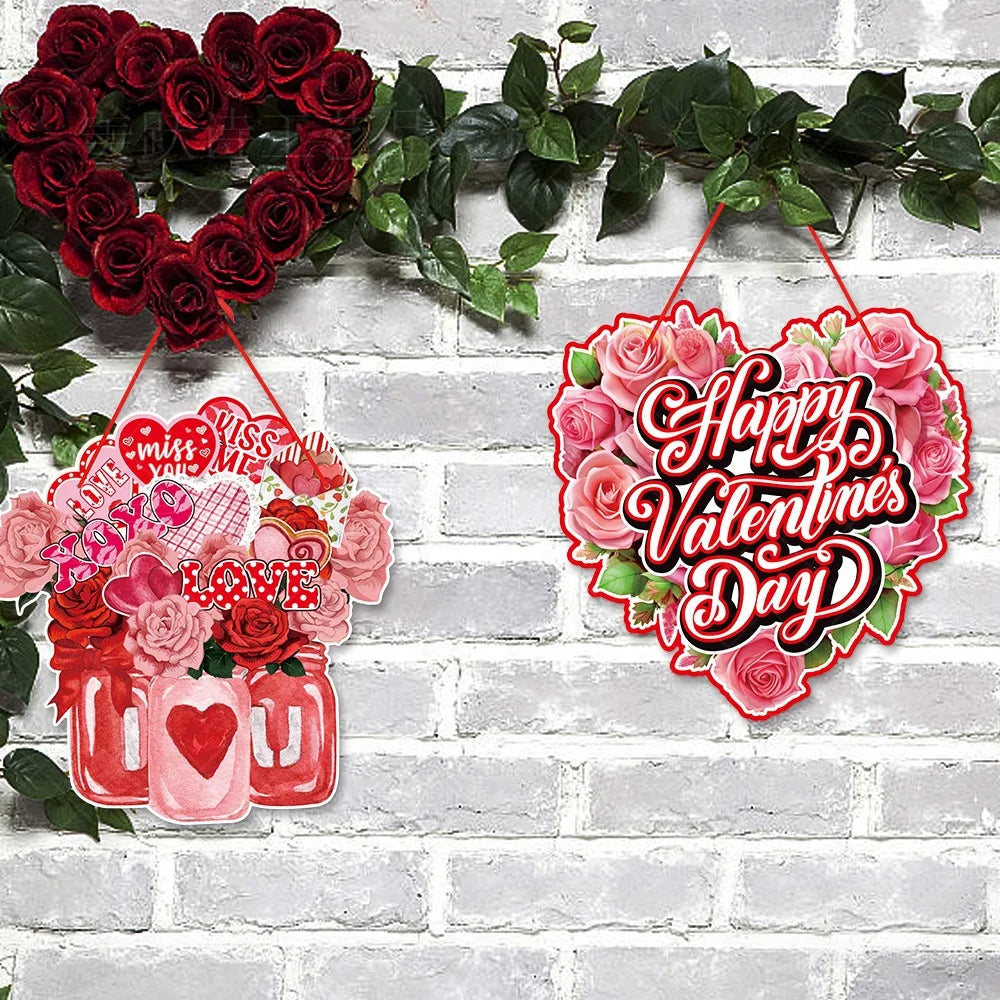 Valentine's Day Window Door Pendant Decor Heart Romantic Decal Home Hanging Ornament Valentines Party Wedding Anniversary Decor