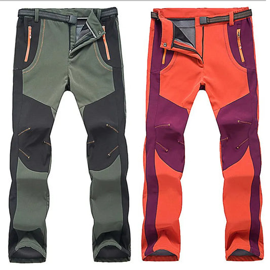 Outdoor Winter Hiking Skiing Fleece Pants Men Women Unisex Waterproof Camping Climbing Fishing Trousers 5XL