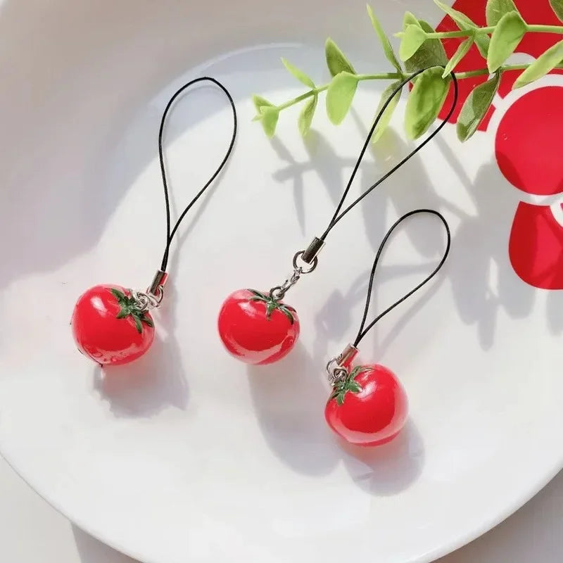 Phone Charms Cute Mini Fruit Fashion Cell Phone Lanyard Pendant Mobile Phone Case Keychain Accessories Strawberry Tomato Straps