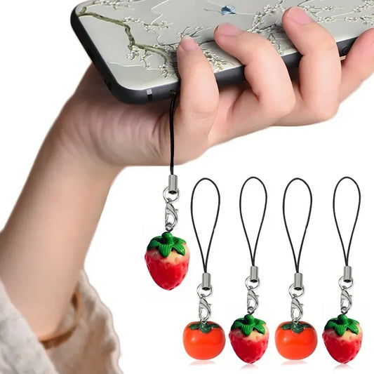 Phone Charms Cute Mini Fruit Fashion Cell Phone Lanyard Pendant Mobile Phone Case Keychain Accessories Strawberry Tomato Straps