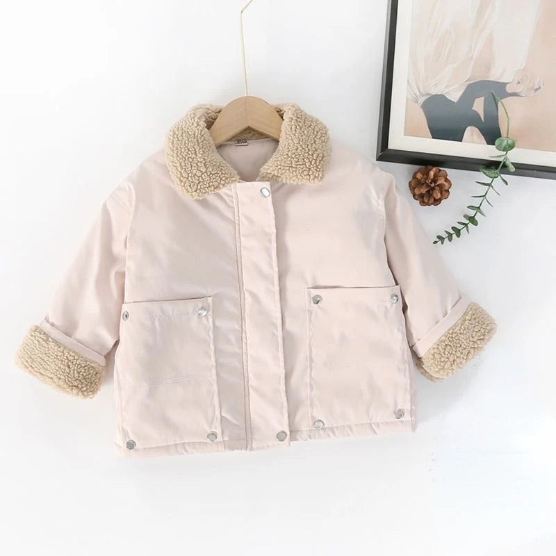 Cotton Boys' Jacket Suede Collar Coat Thickened Padded Jacket Thickened Winter Cotton Padded Children's Clothing