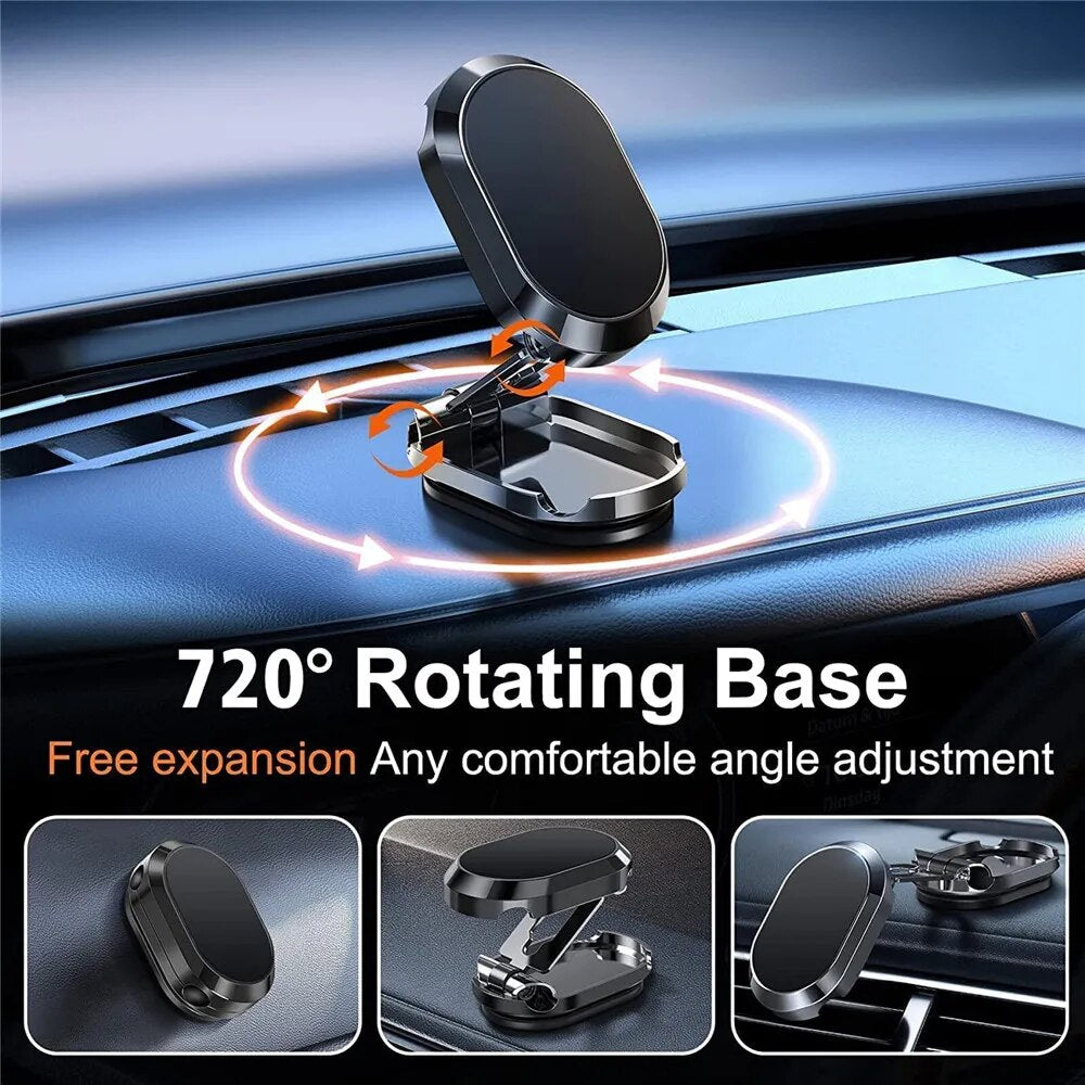 Metal Magnetic Car Mobile Cell Phone Holder Folding Magnet Stand GPS Support For iPhone Xiaomi 360° Rotatable Mount