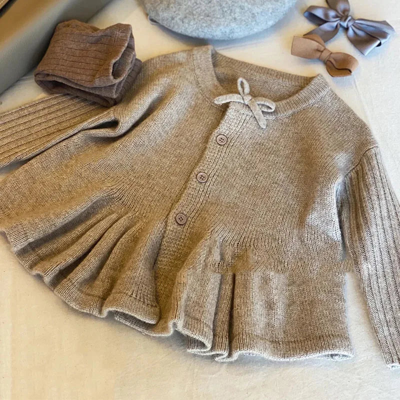 Children's clothing girl's knitted cardigan wool sweater