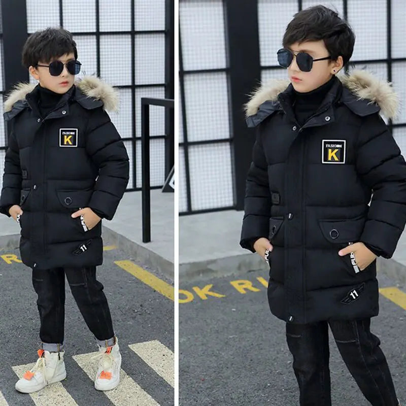 New 2023 Kid Winter Jacket A Boy Park 12 Children's Clothing 13 Baby 14 Outerwear 15 Coats 9 Thick Cotton Thickening -30 Degrees