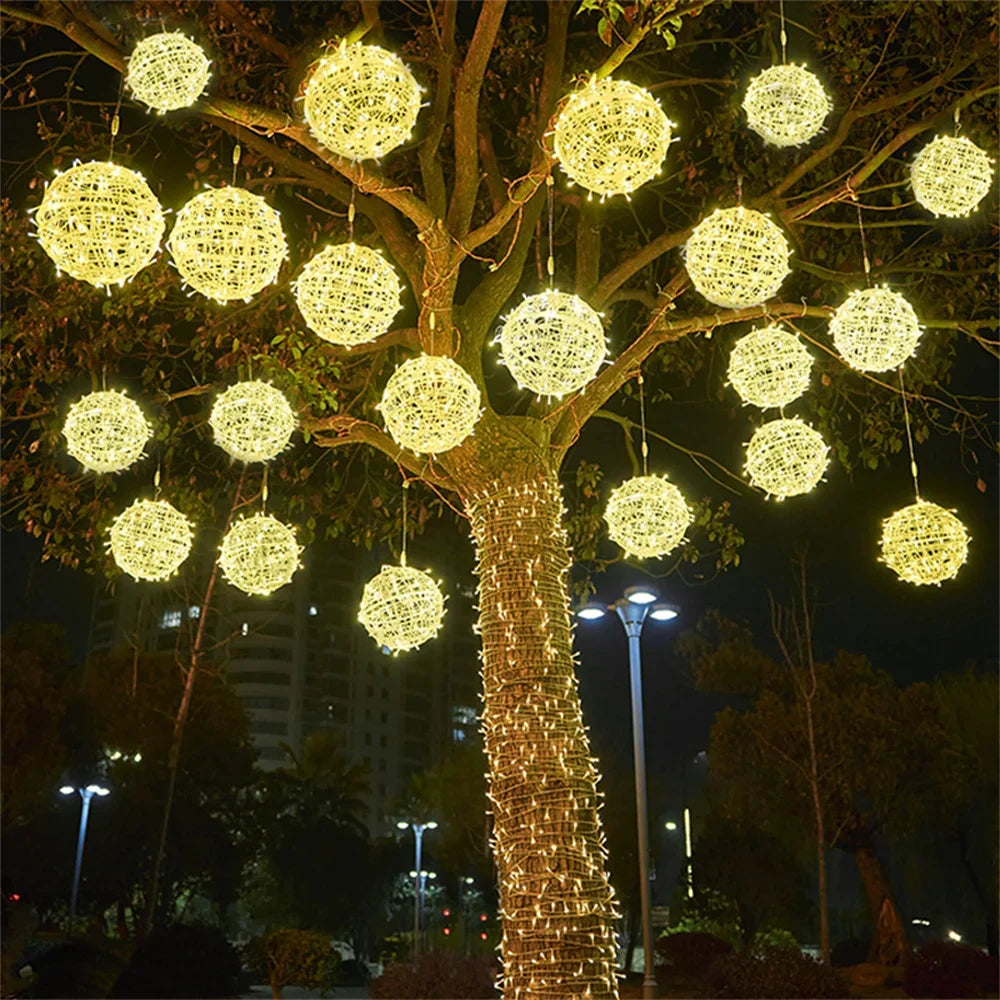 Dia20CM 30CM Outdoor Globe Ball String Light Christmas Fairy Garland Light Garden Patio Tree Lantern Hanging String Light