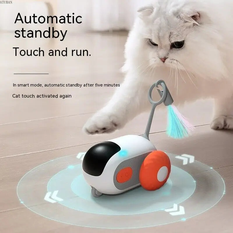 ATUBAN Remote Smart Cat Toy, Active Rolling Car with Replaceable Car, Rechargeable Wicked Car for Indoor Cats/Kitten Small Dogs