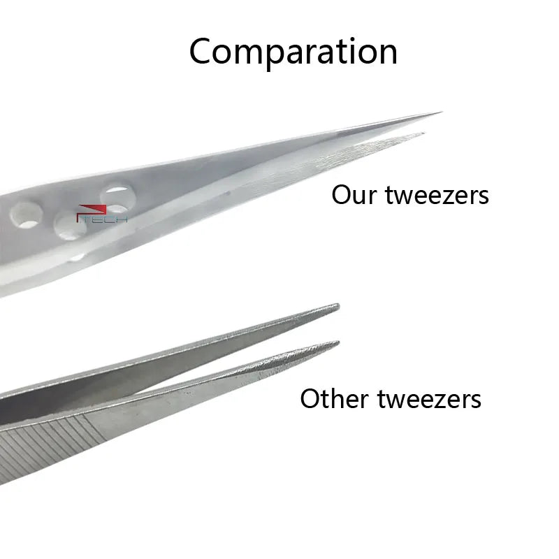 Tweezers of BAKU Hollow-Out Design, Ultra Rigidity Fine Point Anti-Static Stainless Steel Tweezers Set for iPhone Repair