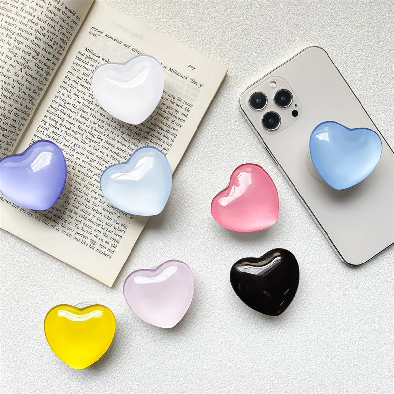 Glass Clear Crystal Grip tok 3D Ball Heart Epoxy Holder For iPhone Accessories Max Smart Cell Phone Stand GripTok Support