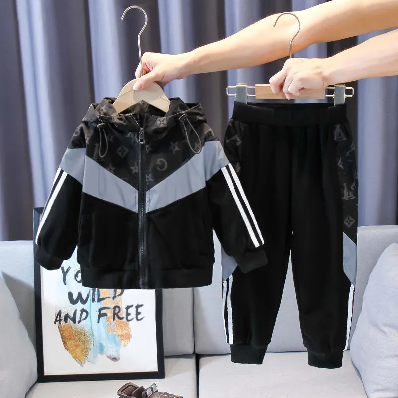 Kids Clothes Boys Children's Clothing Sports Sets Teen Boys Clothes 2Pcs Patchwork Print Jacket + Pants Outfits