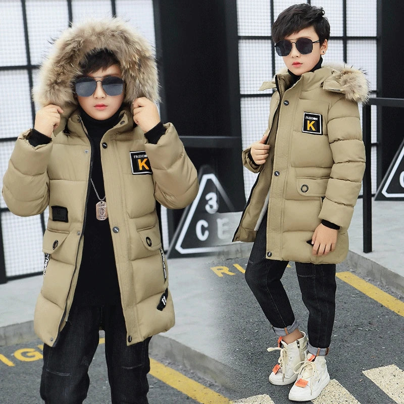 New 2023 Kid Winter Jacket A Boy Park 12 Children's Clothing 13 Baby 14 Outerwear 15 Coats 9 Thick Cotton Thickening -30 Degrees