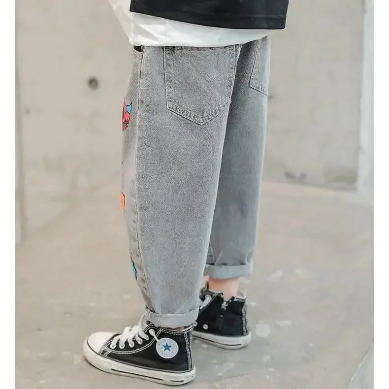 Boys' Jeans Children's Casual Children's Clothing Spring Loose Long Pants